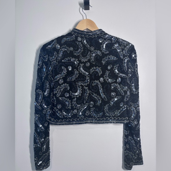 Vintage A.J. Bari Silk Beaded Cropped Jacket – Size Small - Picture 4 of 6